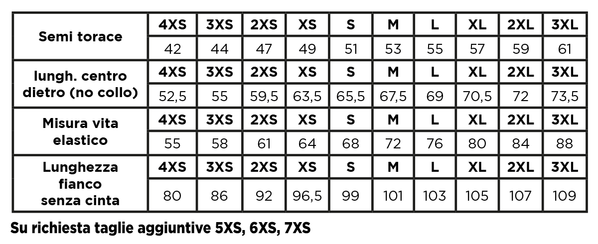Tabella Taglie STONE