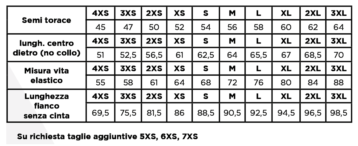 Tabella Taglie TELLURIUM