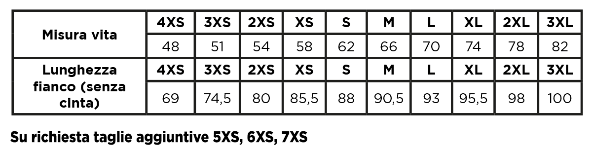 Tabella Taglie Leggins Fluoro