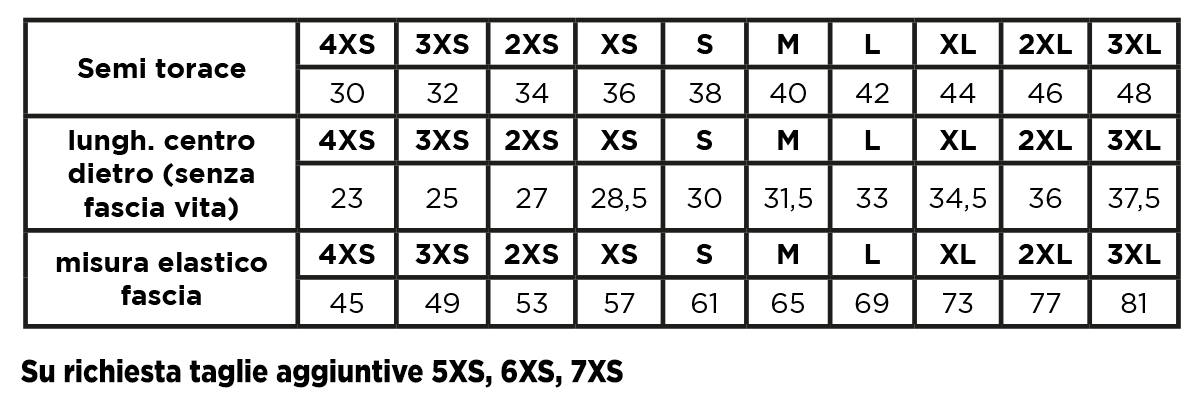 Tabella Taglie Top Fluoro